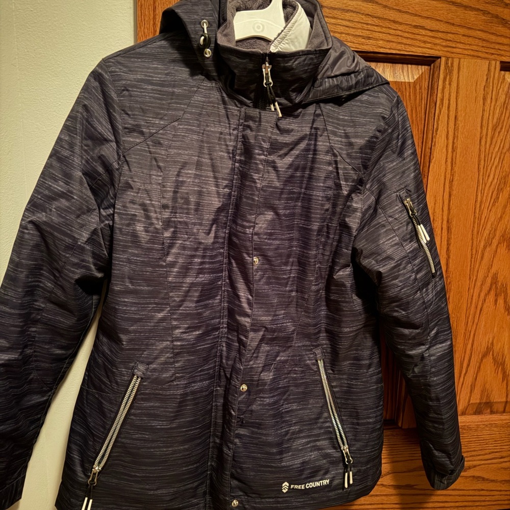 Free Country Charcoal Gray Hooded Ski double Jacket
